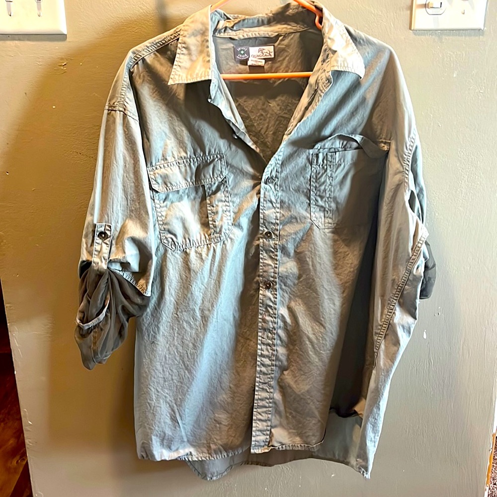 Men’s extra large, insect shield quagga long sleeve button up‎ shirt